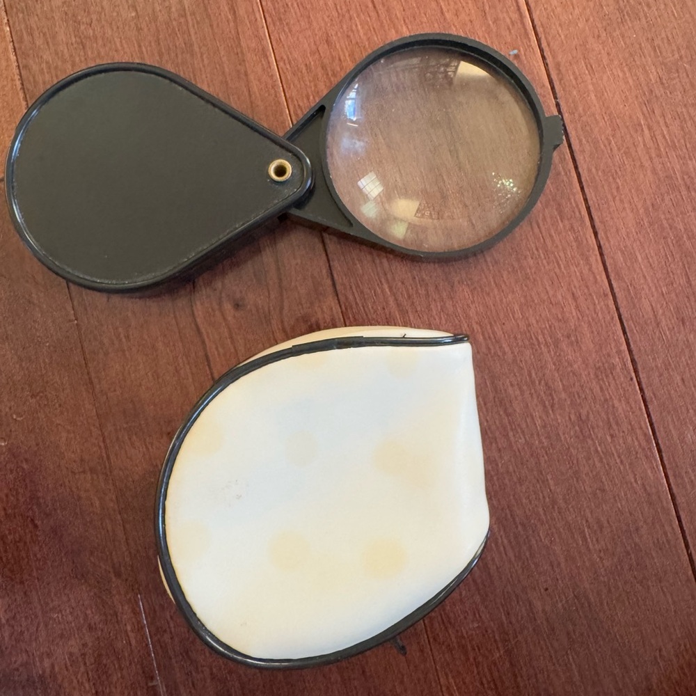 Vintage Small Handheld Magnifying Glass in Case